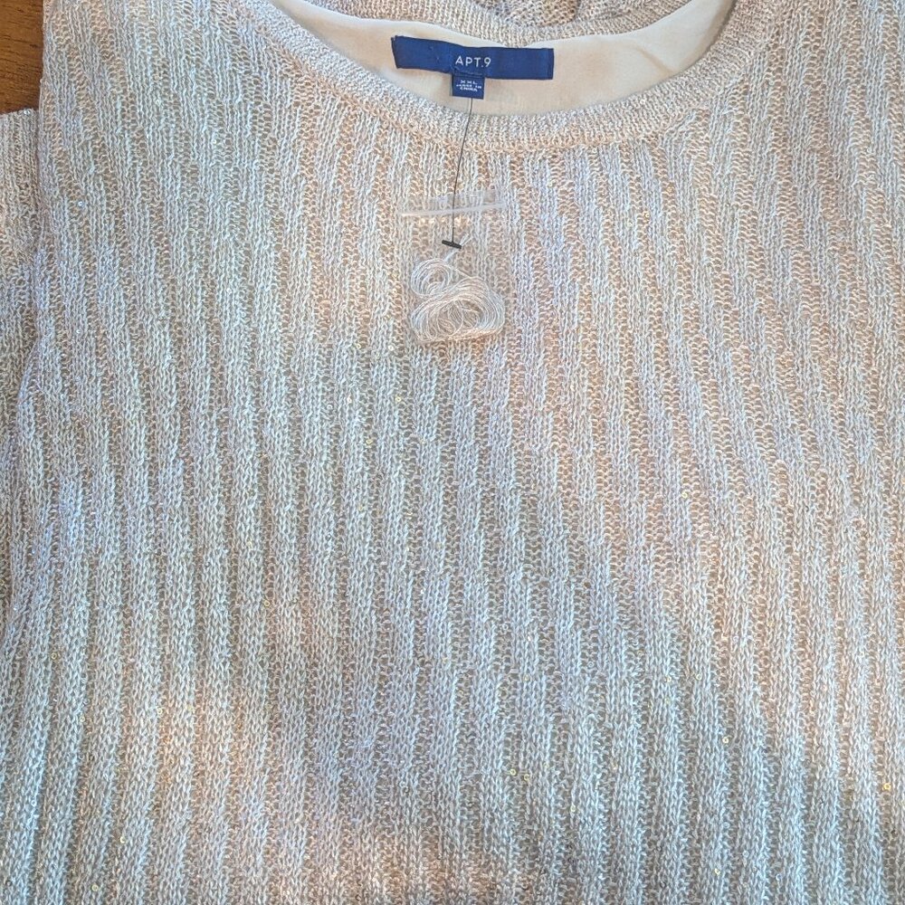 Apt 9 Women's Sweater Size XXL cream color Lined Sequins sweater NWOT